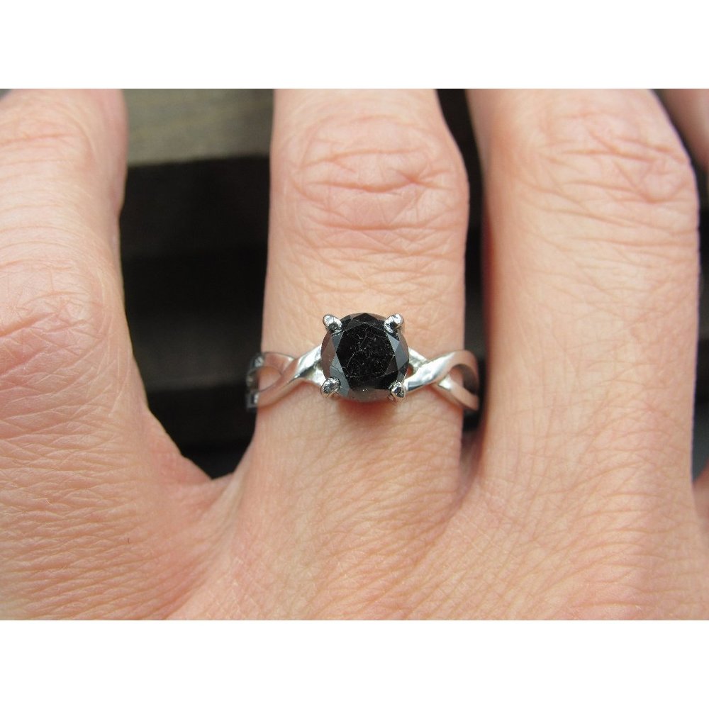 Size 7.75 Sterling Silver Rough Cut Black Diamond Custom Made Band Ring - Picture 1 of 9